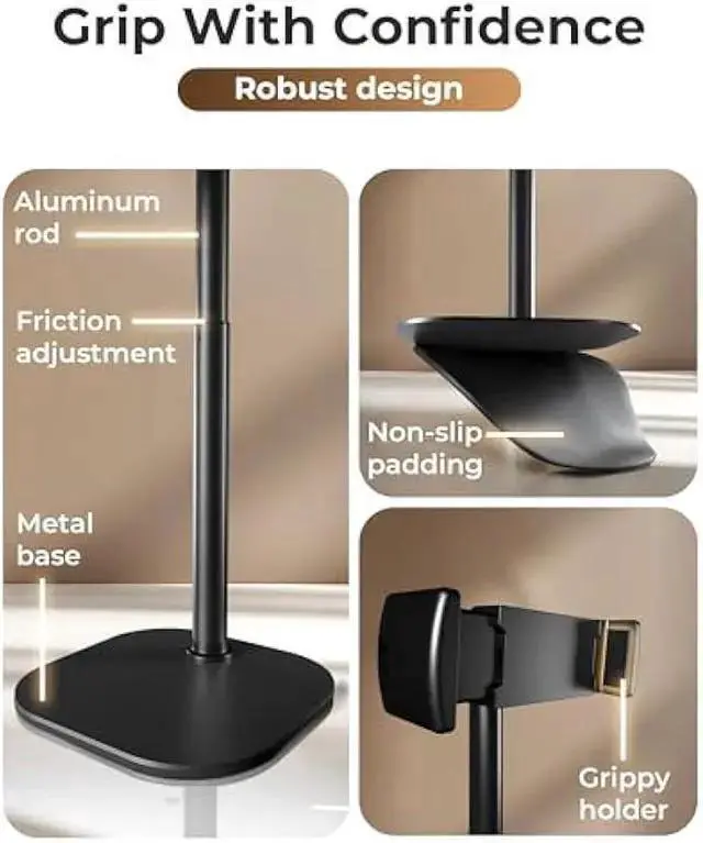 Alt view image 4 of 5 - WISDUM COOPER ChatStand, Adjustable Cell Phone Stand for Desk, Phone Stand for Recording, Holder for Filming, Small Tripod for , Fits , Android Smartphones - Night Black