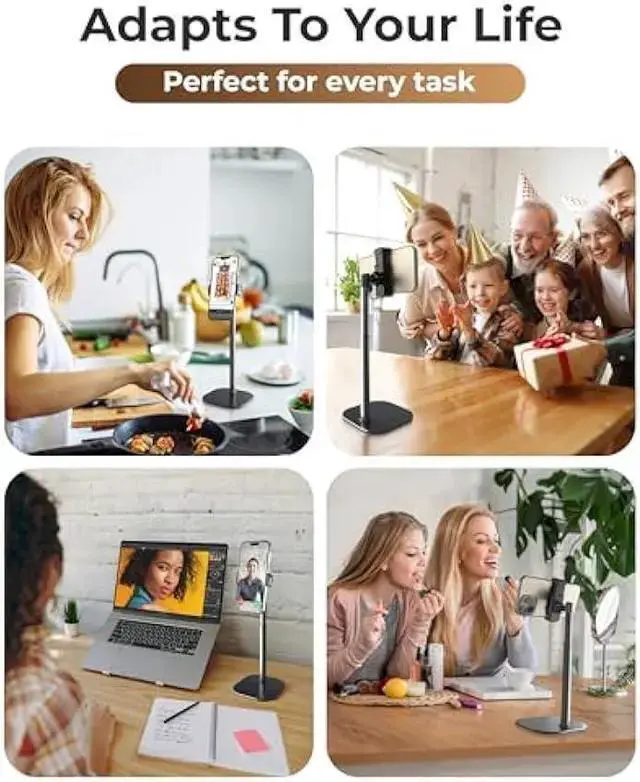 Alt view image 5 of 5 - WISDUM COOPER ChatStand, Adjustable Cell Phone Stand for Desk, Phone Stand for Recording, Holder for Filming, Small Tripod for , Fits , Android Smartphones - Night Black