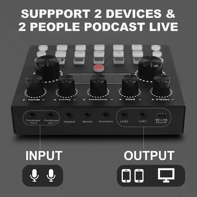 Alt view image 6 of 7 - WISDUM Podcast Equipment Bundle,Audio Interface with All-In-One DJ Mixer and Studio Broadcast Microphone, Perfect for Recording,Live Streaming,Gaming,Compatible with PC,Smartphone,Play Station