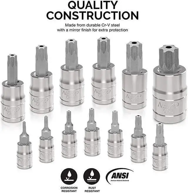Alt view image 2 of 7 - WISDUM 10073A Tamper Proof Torx Bit Socket Set, T8 T60, S2 Steel | 13-Piece Set
