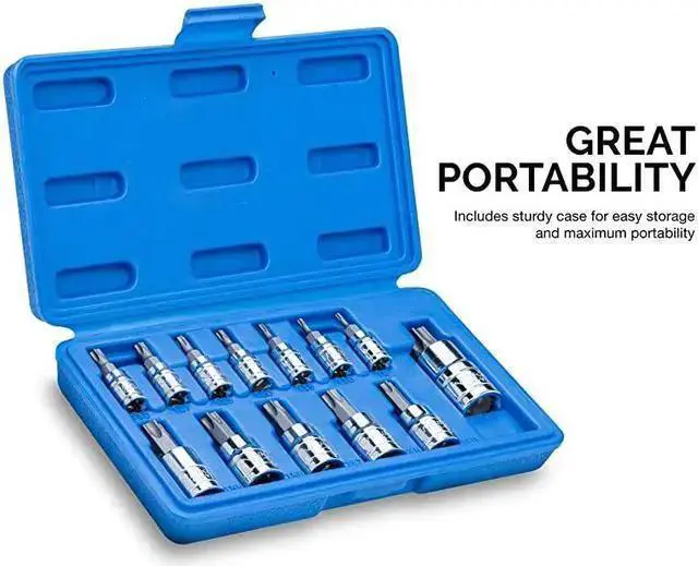 Alt view image 5 of 7 - WISDUM 10073A Tamper Proof Torx Bit Socket Set, T8 T60, S2 Steel | 13-Piece Set