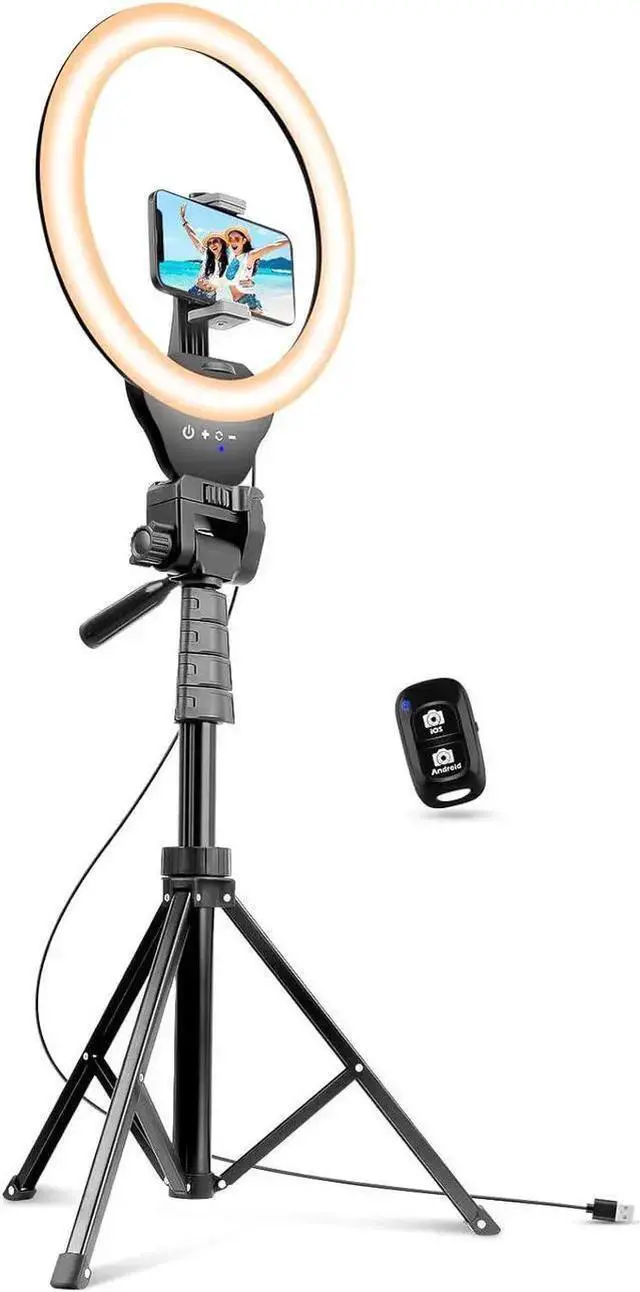 Main image of WISDUM 12-inch Ring Light with 67-inch Selfie Stick, Tripod and Phone Holder, Selfie Remote Control Circle Light for Live Stream/Video Recording/TikTok, Compatible with All Phones and Cameras