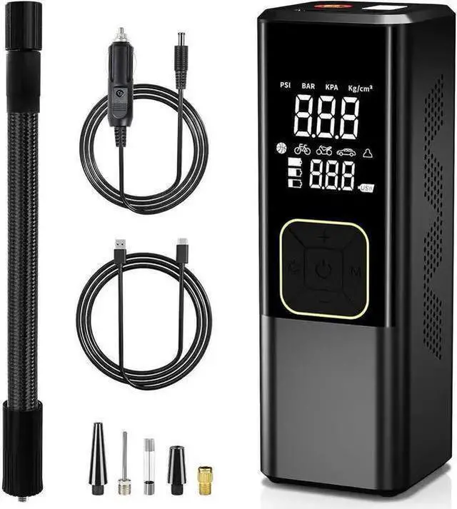 Main image of WISDUM Tire Inflator Portable Air Compressor for Car Tires, 150 PSI Fast Inflation 7500mAh Cordless Air Pump, Electric Tire Pump with 12V DC Dual Power for Car, Moto, Bike, Ball