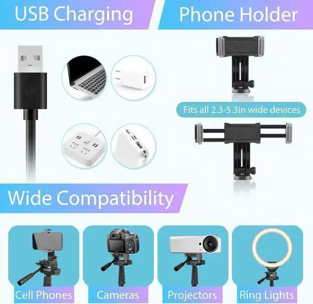 Alt view image 5 of 6 - WISDUM 12-inch Ring Light with 67-inch Selfie Stick, Tripod and Phone Holder, Selfie Remote Control Circle Light for Live Stream/Video Recording/TikTok, Compatible with All Phones and Cameras