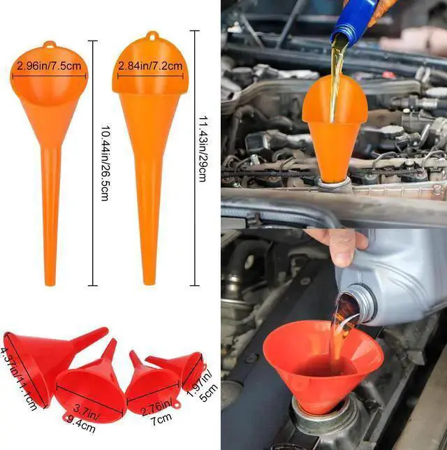Alt view image 2 of 7 - WISDUM 10 Pcs Automotive Funnels Set - Plastic Long Neck Oil Funnels, Snap Funnel, Flexible Right Angle Funnels, Wide Mouth Fuel Funnels for Filling Coolant, Gasoline