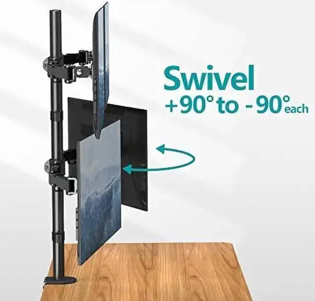 Alt view image 5 of 6 - WISDUM MOUNT PRO Quad Monitor Stand, 4 Monitor Mount for 13 to 27 inch Computer Screens, Hold up to 17.6lbs Each, Fully Adjustable Stacked 4 Monitor Desk Mount, VESA Mount, C clamp/Grommet Base