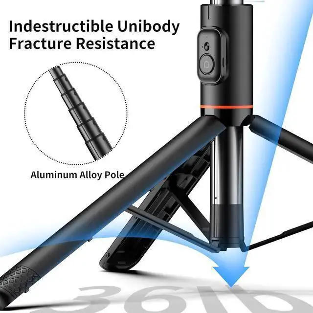 Alt view image 4 of 7 - WISDUM Joyful 72 Phone Tripod & Selfie Stick Extendable Cell Phone Tripod Stand with Wireless Remote Control and Cold Shoe Mount Compatible with and Android for Video/Photo/Vlog (Black)