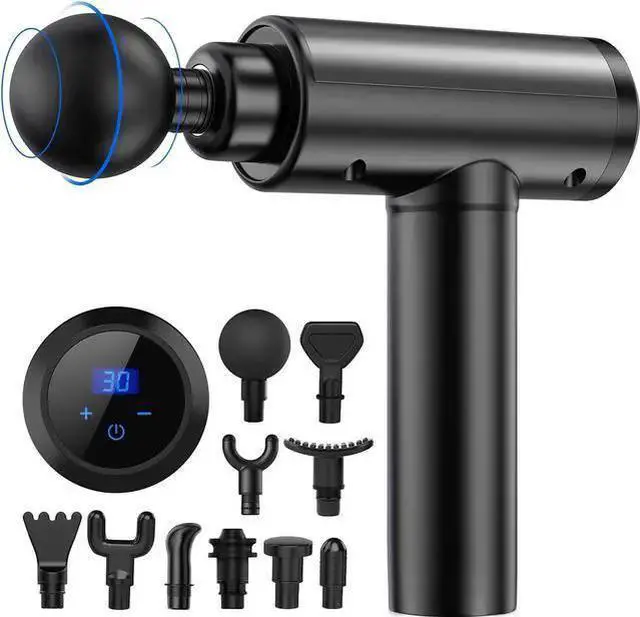 Main image of WISDUM Massage Gun Deep Tissue, Muscle Percussion Back Neck Head Handheld Hammer Massager for Athletes, 30 Speed Level, LED Touch Screen, Long Battery Life with 10 Heads