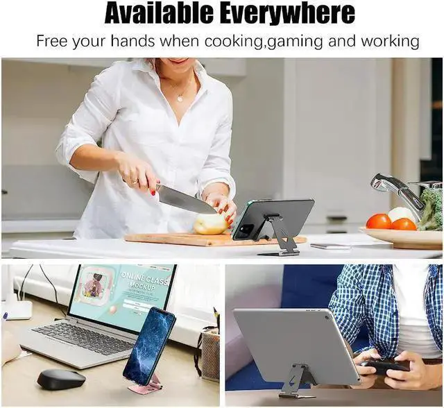 Alt view image 4 of 7 - WISDUM 2Pack Cell Phone Stand for Angle Height Adjustable Desk Sturdy Aluminum Metal Cute Phone Holder for ,, Mobile Phone, All Android Smartphone,Desktop