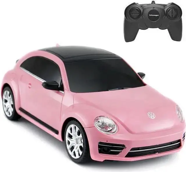 Main image of WISDUM Radio Remote Control 1/24 Scale Volkswagen Beetle Licensed RC Model Car (Pink)