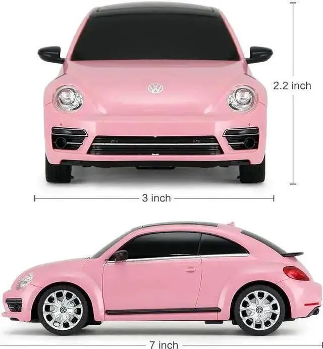 Alt view image 3 of 6 - WISDUM Radio Remote Control 1/24 Scale Volkswagen Beetle Licensed RC Model Car (Pink)