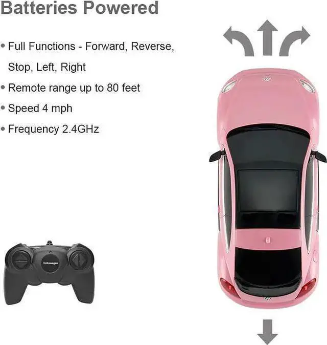 Alt view image 5 of 6 - WISDUM Radio Remote Control 1/24 Scale Volkswagen Beetle Licensed RC Model Car (Pink)