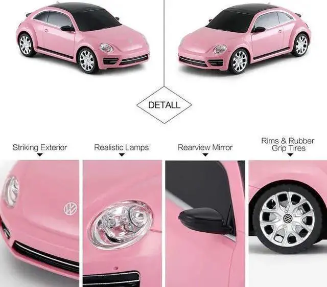 Alt view image 4 of 6 - WISDUM Radio Remote Control 1/24 Scale Volkswagen Beetle Licensed RC Model Car (Pink)