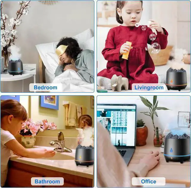 Alt view image 6 of 7 - WISDUM 3D Flame LED Light Air Humidifier - 400ml Air Humidifier Essential Oil Diffuser with Flame Effect for Home, Office, Spa, Gym (BlacK)