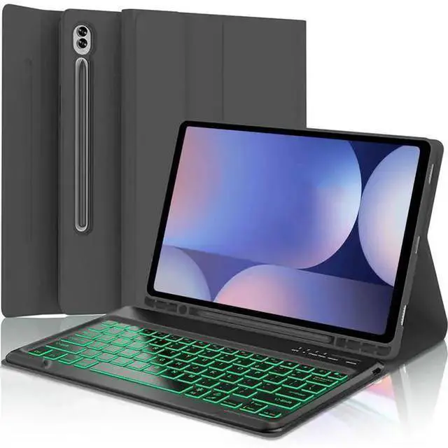 Main image of WISDUM Keyboard Case for Galaxy Tab S10+ Plus/ S9 Plus/S9 FE+/ S9+/ S8+ Plus/S7+ Plus/S7 FE 12.4 Inch with S Pen Holder, Backlit Smart Bluetooth Keyboard case Cover (Black)
