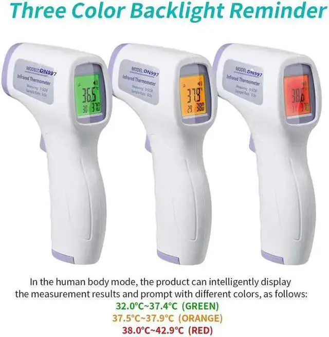 Alt view image 6 of 7 - WISDUM Multi-function Infrared Forehead Body Thermometer Adult Baby Digital Thermometer Gun Fever Non-contact Body Temperature Measurement Meter 3 Colors Backlight Fever Meter