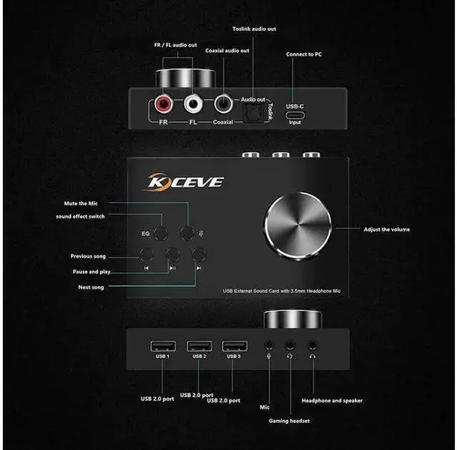 Alt view image 9 of 14 - External Sound Card with Volume Control, Multimedia USB Controller Knob, USB Audio Adapter with 3.5mm Headphone and Microphone Jack, for Windows, Mac, Linux, PC, Laptops, Desktops eokCXOY