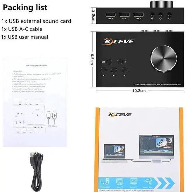 Alt view image 14 of 14 - External Sound Card with Volume Control, Multimedia USB Controller Knob, USB Audio Adapter with 3.5mm Headphone and Microphone Jack, for Windows, Mac, Linux, PC, Laptops, Desktops eokCXOY