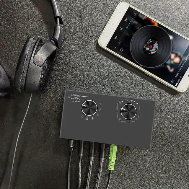 Alt view image 11 of 12 - 6-Channel 3.5mm Audio Switcher, 1 Input 6 Output Passive Stereo 1/8 Aux Selector Box for Speaker/Headphones/Laptop/Computer/Smartphone and PS4/PS5 Gaming System ect.