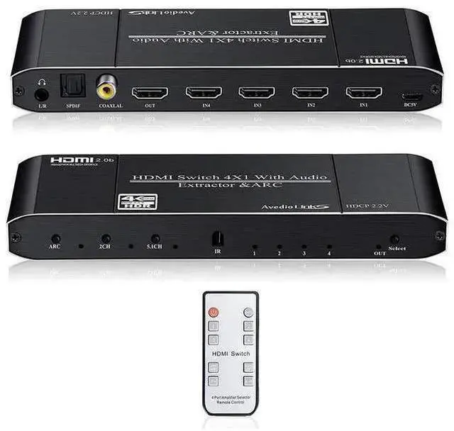 Alt view image 7 of 12 - Torpedo Nova 4x1 HDMI Switch with Audio Extractor & ARC, 4K@60Hz HDR, HDCP 2.2, Optical/Coaxial/3.5mm Output