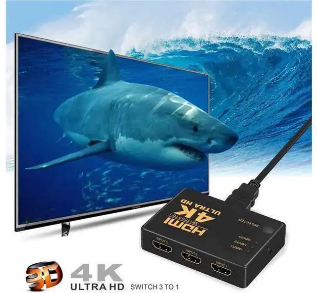 Alt view image 11 of 12 - HDMI Switch 4K, Intelligent 3-Port HDMI Switcher, Splitter, Supports 4K, Full HD1080p, 3D with IR Remote eokCXOY