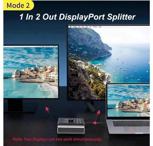 Alt view image 11 of 14 - 2 Port DisplayPort Switch Bidirectional, 8K Bi-Direction Display Port Switch 2 in 1 Out / 1 in 2 Out Manual Switch DP Switcher Selector Box Support 8K@60Hz 4K@120Hz for PC/Laptop/Game Console eokCXOY