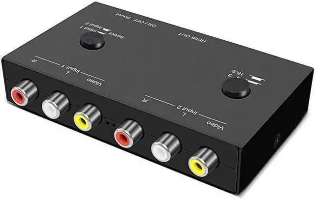 Main image of WISDUM Port AV to HDMI Converter, RCA to HDMI Adapter, Dual AV to HDMI Converter, Composite to HDMI Adapter Support 16:9/4:3 Compatible with WII, N64, PS1, PS, PS3, VHS, VCR DVD Players etc( AV In 1 H