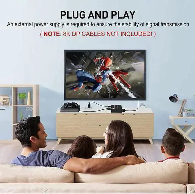 Alt view image 12 of 14 - Torpedo Nova DisplayPort 8K DP 1.4 Bidirectional Switch with IR Remote - 2x1/1x2 Manual Switcher, Support 8K@30Hz, 4K@120Hz, 32.4Gbps Bandwidth, External Power Required