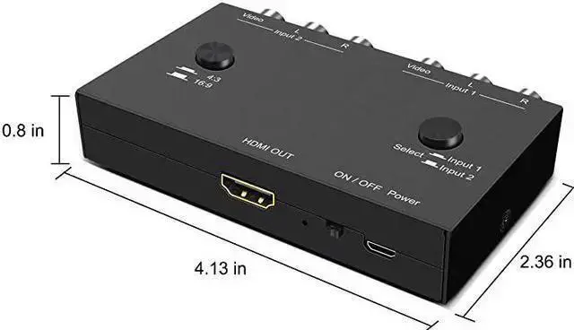 Alt view image 6 of 7 - WISDUM Port AV to HDMI Converter, RCA to HDMI Adapter, Dual AV to HDMI Converter, Composite to HDMI Adapter Support 16:9/4:3 Compatible with WII, N64, PS1, PS, PS3, VHS, VCR DVD Players etc( AV In 1 H
