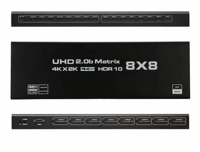 Alt view image 5 of 8 - 8x8 HDMI 2.0 Matrix Switch - 4K@60Hz 8 in 8 Out Professional Matrix, HDCP 2.2 Compliant, RS232/IR/Button Control, RGB 4:4:4, for Large Scale AV Distribution