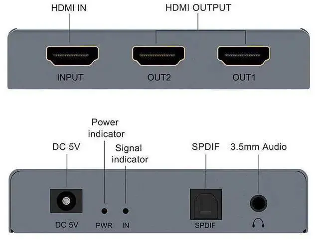 Alt view image 9 of 10 - 4K@60fs HDMI Audio Splitter HDMI2.0 Audio Decoder Audio Extractor HDMI 1 In 2 Out HDMI 1*2 HDCP2.2 (SPDIF+ 3.5mm Jack) eokCXOY