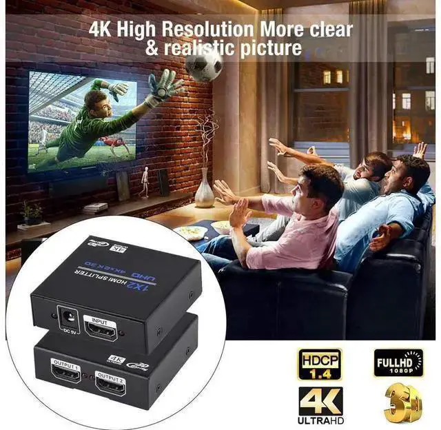 Alt view image 12 of 14 - HDMI Splitter 1x2 , 1 in 2 Out HDMI Splitter Audio Video Distributor 3D & 4K x 2K Box for HDTV, STB, DVD, PS3, Projector Etc eokCXOY