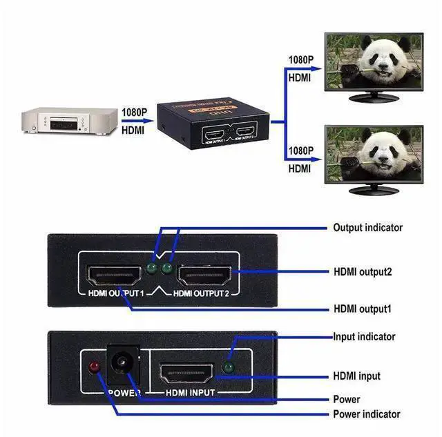 Alt view image 11 of 14 - 4K HDMI Splitter 1X2 HDMI Splitter with power supply for HDTV DVD STB PC laptop eokCXOY