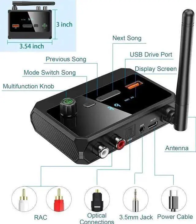 Alt view image 12 of 14 - Bluetooth 5.3 Receiver for Home Stereo, Low Latency & HD Bluetooth Music Audio Adapter for Speakers/Wired Speakers/Home Music Streaming Stereo System, Support Optical RCA AUX 3.5mm giyqxHw