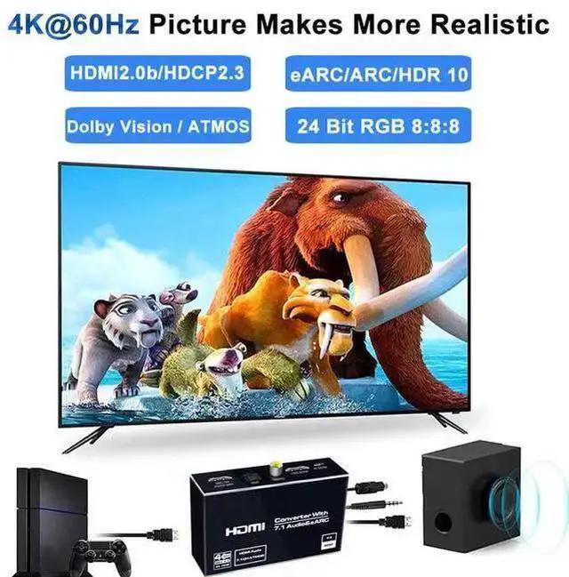 Alt view image 10 of 10 - Torpedo Nova HDMI eARC Audio Extractor, 7.1CH Dolby Atmos, 4K@60Hz HDR, HDCP 2.2, Optical/Coaxial/3.5mm/HDMI Audio Output