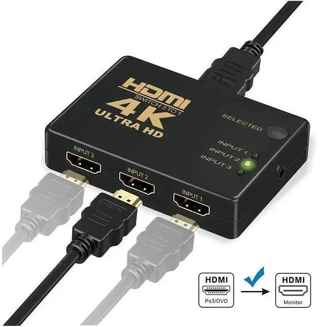 Alt view image 10 of 14 - 4K@30Hz HDMI Switch 3x1 3 in 1 Out 4K HDMI Switch with IR Remote Support 4K@30HZ 3D HD1080P,HDR,Full HD,3D,1080P For HDTV DVD TV BOX Z2 eokCXOY