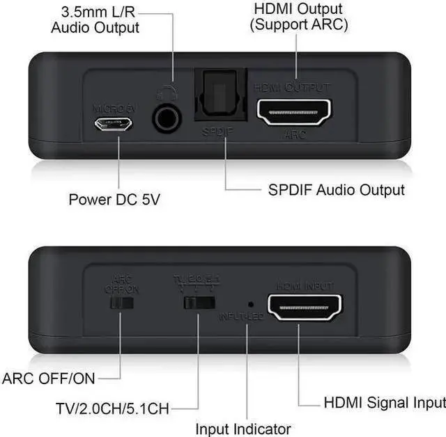 Alt view image 9 of 14 - 4K@60Hz HDMI 2.0b Audio Extractor Splitter - HDMI to Optical SPDIF & 3.5mm Stereo Converter, Support HDR10, HDCP 2.2, ARC, 18Gbps, for PS5, Xbox, Home Theater