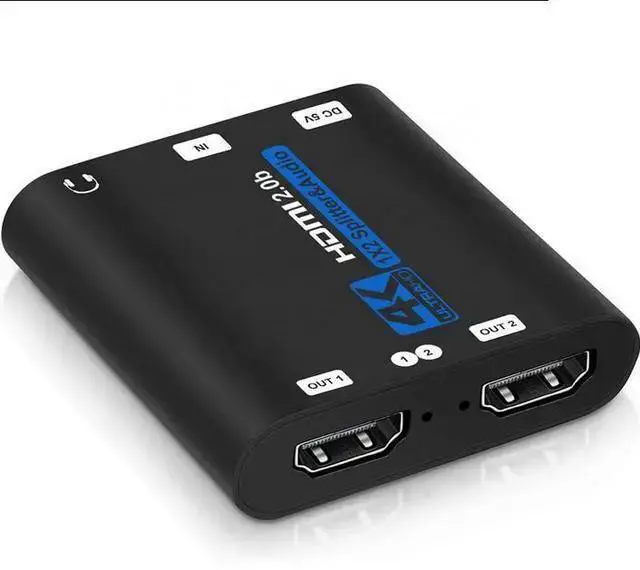 Alt view image 6 of 10 - HDMI 2.0b Splitter 1x2 - 4K@60Hz 1 in 2 Out HDCP 2.2 Compliant, HDR, 3D, 18Gbps, Audio Extractor, Support Dolby TrueHD, DTS-HD, for Home Theater & Gaming