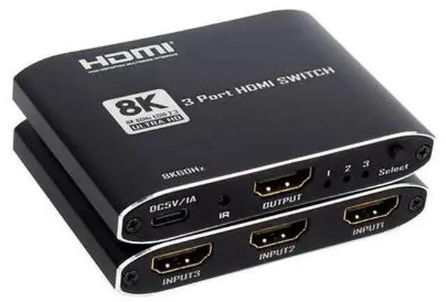 Alt view image 6 of 8 - HDMI 2.1 3x1 Switch, Ultra-Thin Aluminum Housing, IR Remote, 8K@60Hz/4K@120Hz Support