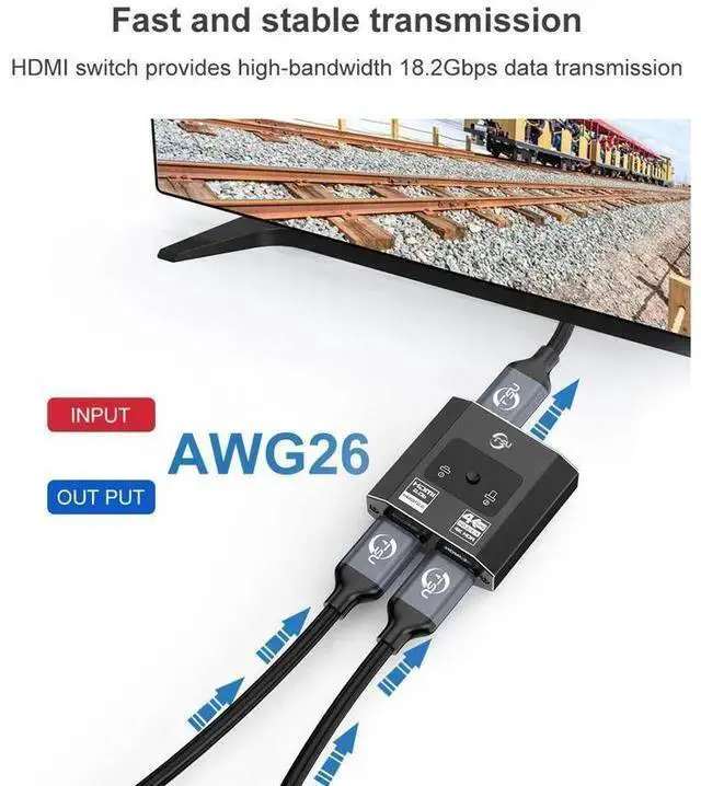 Alt view image 12 of 14 - HDMI Switcher 4K HDMI Splitter Bi-Direction 1x2/2x1 Adapter HDMI Switcher 4k2k@60HZ for DVD PS3 PS4 Fire TV HDMI Switch eokCXOY