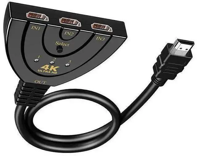 Alt view image 8 of 14 - HDMI Switch, 4K HDMI Splitter 3 in 1 Out,3 Port HDMI Switch 3x1 Switch Splitter with Pigtail Cable Supports Full HD 4K 1080P 3D Player eokCXOY