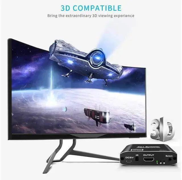 Alt view image 9 of 14 - 3x1 HDMI Splitter Aluminum HDMI Switch 3 in 1 Out with IR Remote Control, Supports 4k@60HZ 3D HD1080P, HDMI Switcher for PS3 PS4 Pro TV eokCXOY