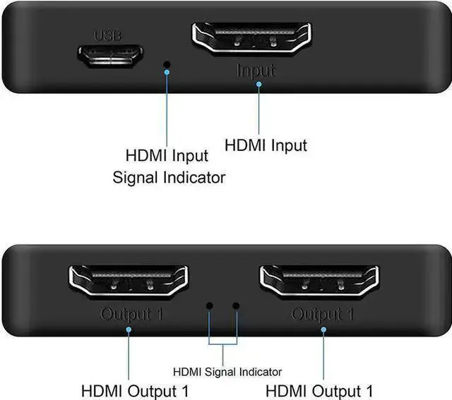 Alt view image 9 of 14 - Torpedo Nova HDMI 2.0 Splitter 1x2 with Scaler - 4K@60Hz 1 in 2 Out HDCP 2.2 compliant, Support HDR10, Dolby Vision & Atmos, Independent Output Resolution Control