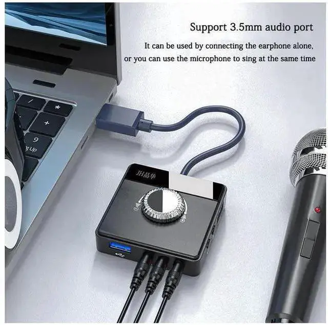 Alt view image 13 of 14 - USB Sound Card Desktop Computer Notebook External Audio Converter Microphone Voice Live Sound Card eokCXOY