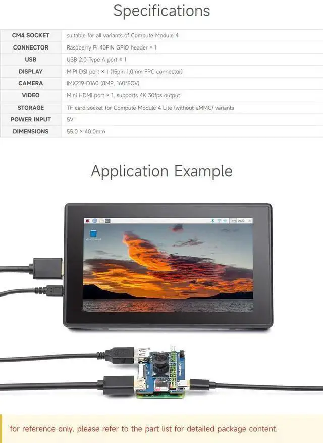 Alt view image 5 of 5 - WISDUM Waveshare Nano Base Board C Type Compatible with Raspberry Pi Compute Module 4 Same Size As The CM4 Onboard 8MP Camera