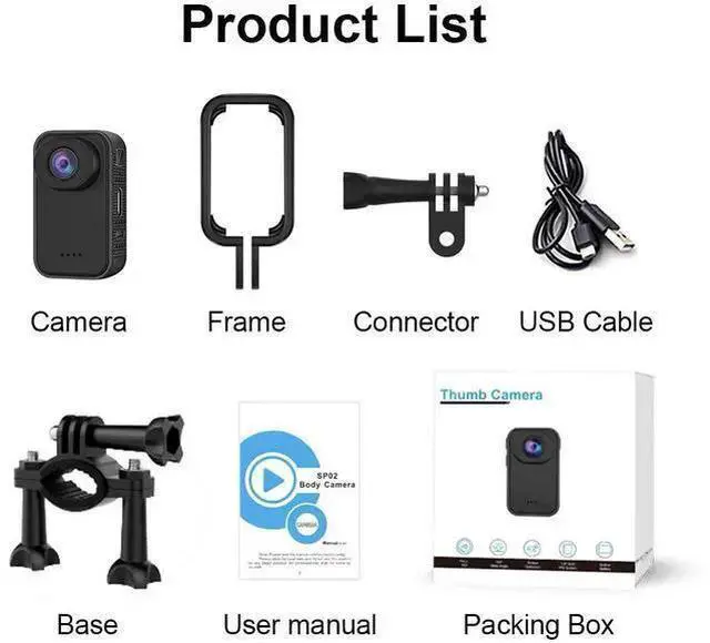 Alt view image 9 of 10 - SP02 2K Thumb Camera Magnetic Portable, 1.47" IPS Screen, Loop Recording, 120° Wide Angle, Sports Action Camera for Motorcycle/Bicycle/Vlog