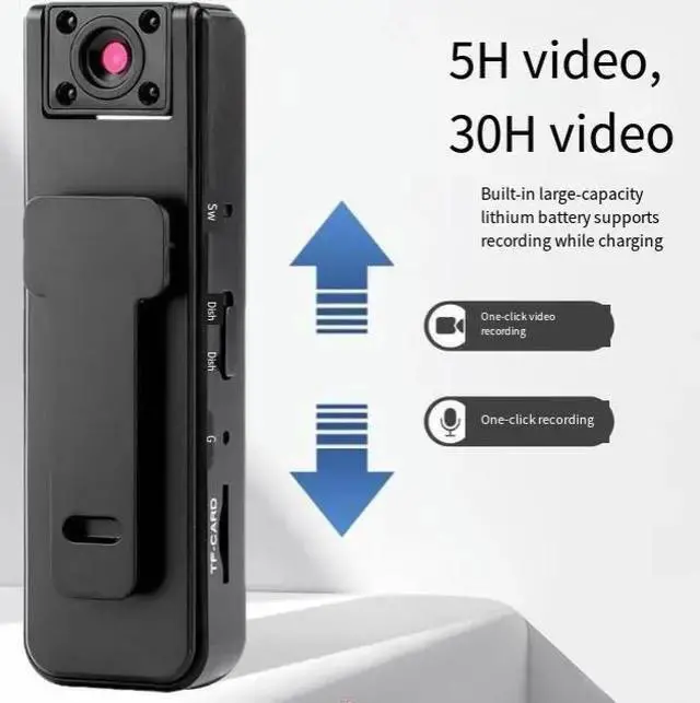 Alt view image 8 of 8 - HD Outdoor Sports Body Camera 1080P Video/Audio Recording, Night Vision, Back Clip, 500mAh Battery, 128GB Storage