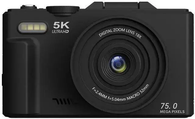 Alt view image 5 of 8 - Retro 5K Mirrorless Digital Camera 3" Flip Screen, 75MP, Autofocus, 28 Filters, Student/Selfie/Home Camera, 32GB Card Included