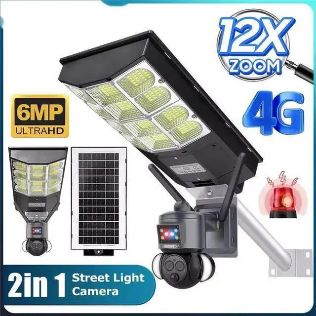 Alt view image 10 of 10 - 4G Solar Street Light Security Camera 6MP Night Vision, Dual-Lens, Outdoor, Motion-Activated Light, 12X Zoom