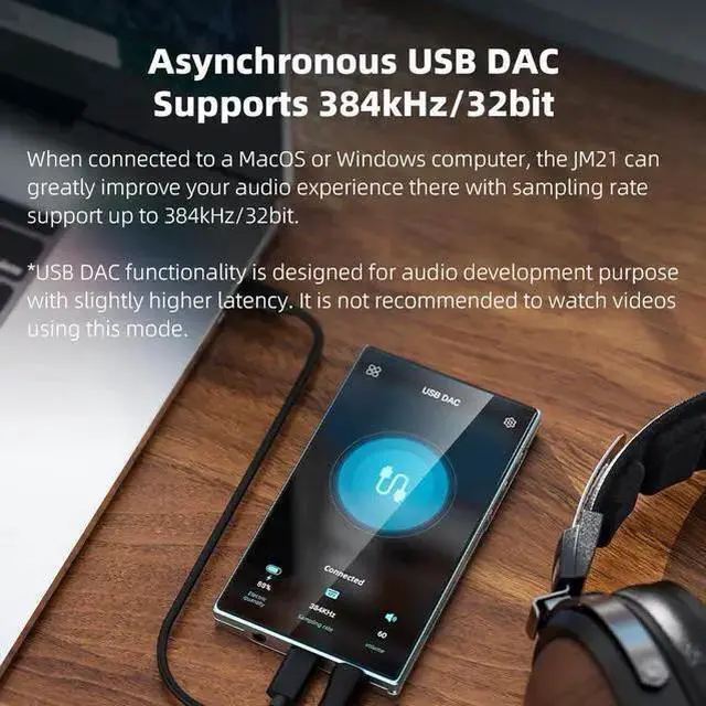 Alt view image 14 of 14 - JadeAudio/ JM21 Android 13 Hi-Res Music Player MP3 with Snapdragon 680, Bluetooth WiFi USB DAC 12.5H Playtime (3+32g Sky Blue)